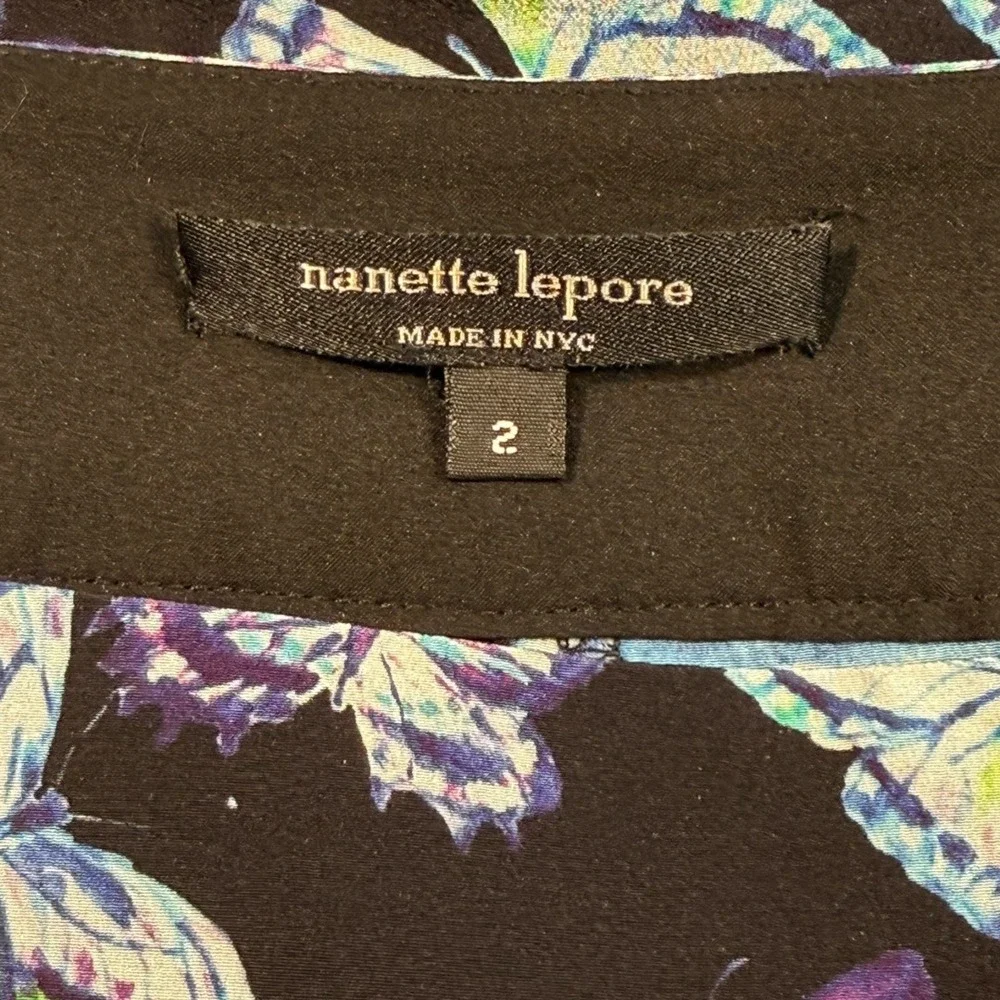 Nanette Lepore Womens Butterfly‎ Print Skirt Shorts Size 2 Black Blue Green